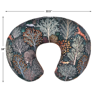 Detailed dimension guide showing the 22.5 by 18 inch size for the forest animal pillow cover