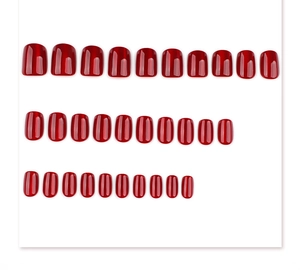Detailed grid layout of 30 wine red glitter cat eye short square press-on nails