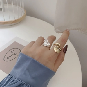 S925 sterling silver minimalist teardrop open rings in gold and silver finishes