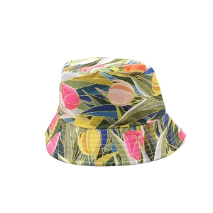 Cappello da pescatore double-face con stampa di tulipani per uomo e donna sole