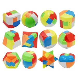 3D Interlocking Puzzle Plastic Brain Teaser Toy Luban Lock Colorful Geometric Educational Game For Kids