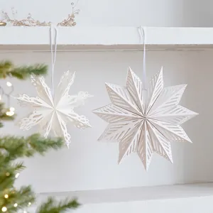 Étoile en papier 3D blanche et flocon de neige creux pour décor de sapin de Noël