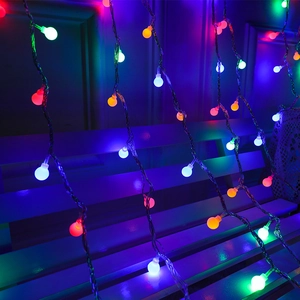 Multicolor LED globe string lights for festive room and indoor decoration display