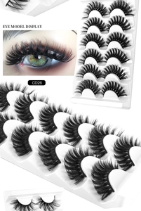Detailed eye model display of 8D faux mink eyelashes set with dense voluminous curls