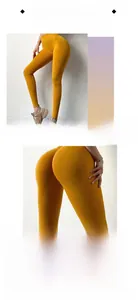 Détail macro du legging de yoga taille haute montrant l'effet liftant et la couture fessier