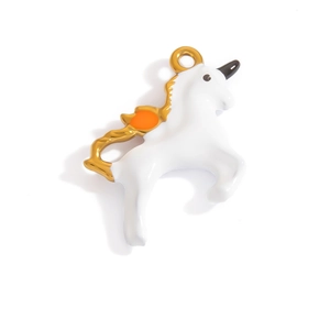 Waterproof 18K gold plated unicorn charm with colorful enamel for DIY jewelry making