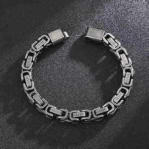 Bracelet byzantin de style industriel en acier inoxydable vieilli pour homme
