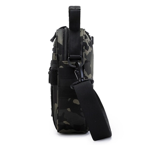 Camo tactical shoulder bag with multi-layer zippers and adjustable strap for outdoor use