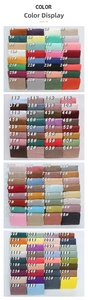 Color chart showing 134 shades of crinkled cotton linen scarves with numbered swatches
