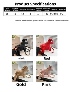 Detailed size chart showing dimensions and specifications for the cartoon shoulder bag