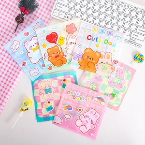Cute cartoon animal ziplock bags with bear and rabbit prints for snacks and masks