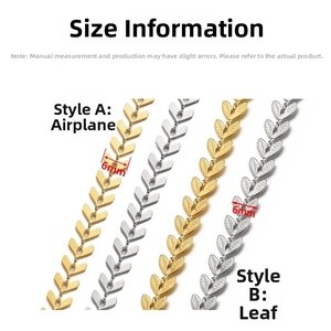 Size guide for 6mm stainless steel plane and leaf pattern DIY jewelry chains