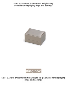 Macro detail of champagne PU leather jewelry box size 6.5x6x5cm for rings and earrings