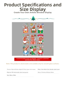 Detail specifications of Santa Claus and gnome PVC window clings with UV print