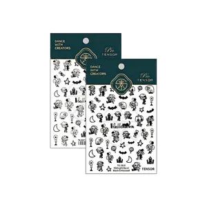 Halloween 5D embossed nail stickers with ghost, pumpkin and bat patterns TS-1816