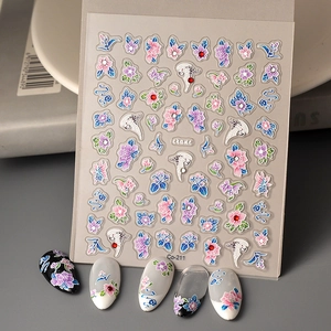 Adesivi Per Nail Art In Rilievo 5D Motivi Floreali E Di Gru Impermeabili Autoadesivi Per Decorazione Manicure DIY