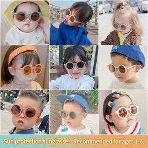 Kids round frame retro sunglasses for toddlers aged 1-6 in various stylish matte colors
