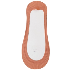 Orange low cut seamless invisible liner socks with non-slip silicone and striped pattern