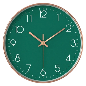 Orologio da parete moderno 20cm verde scuro con cornice oro rosa e quarzo silenzioso