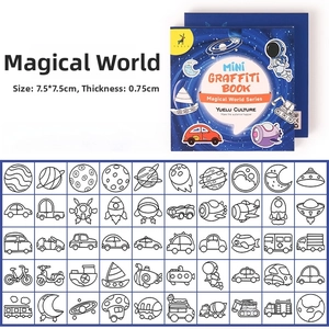 Mini cartoon doodle book showing 50 different pattern samples in a grid layout