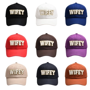 Multi-color collection of baseball caps with WIFEY chenille embroidery and gold trim