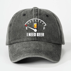 Baseball Cap Washed Cotton Adjustable Funny Fuel Gauge I Need Beer Novelty Retro Dad Hat For Men Women