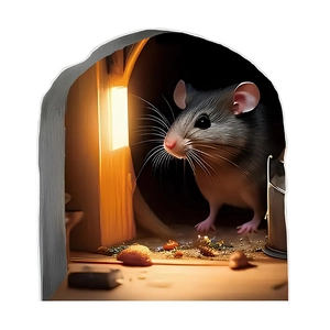 Sticker mural 3D trou de souris mignon avec souris réaliste et décor chaleureux