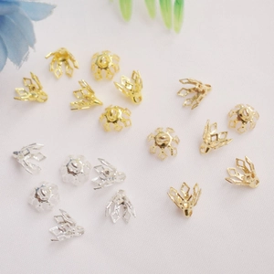 Hollow Crown Bead Caps Flower Tassel End Caps Gold Plated Brass Findings For DIY Jewelry Making Pendants