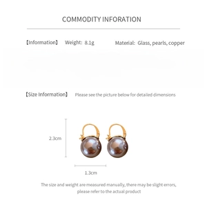 Detailed size and material information for French vintage pearl hoop earrings