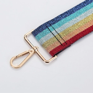 Tracolla regolabile a righe arcobaleno con ganci in metallo dorato per borse da donna