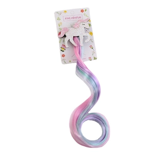 Barrette licorne pailletée avec extension de cheveux arc-en-ciel pour enfants et fêtes