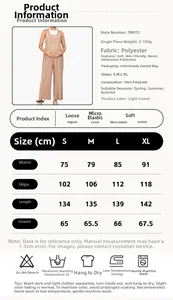 Detailed size chart and fabric care info for winter maternity wide-leg wool pants