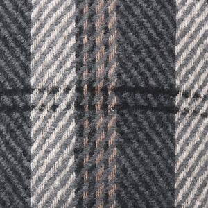 Macro detail of men's thick tweed newsboy cap showing grey check weave and wool texture