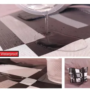Waterproof large plaid tote bag for women showing splash-resistant surface and main view