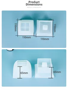 Détail du moule en silicone pour boîte de rangement avec dimensions 110mm et 65mm
