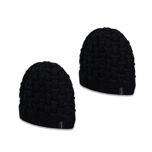 Bonnet en maille noire unisexe avec texture quadrillée et étiquette en tissu Freedom