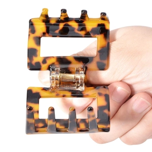 Classic tortoise shell acetate hair claw clip with strong metal spring for thick hair