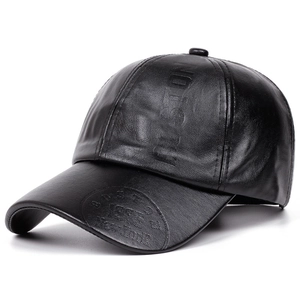 Classic black PU leather baseball cap featuring Boston embossed texture and vintage logos