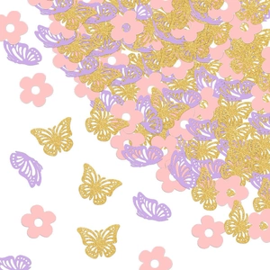 Butterfly Flower Party Confetti Glitter Cardstock Table Scatters Birthday Wedding Event Decor Hollow Out Pink Purple Gold