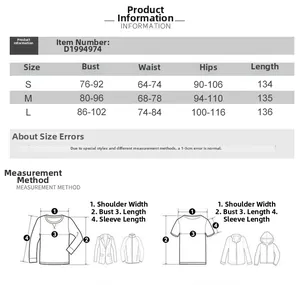 Tableau des tailles pour robe en maille bustier avec mesures poitrine et hanches