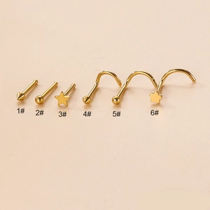 Edelstahl Stern Kugel Konus Geformt Gerade Und L-Form Nasenstecker Piercing Schmuck Für Damen Und Herren