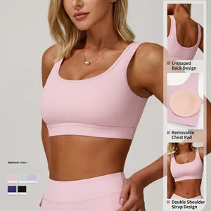 Rosa Sport-Yoga-BH mit U-Ausschnitt und offenem Rücken in fünf verschiedenen Farben