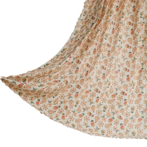 Gingerbread man and Christmas tree printed semi-sheer beige curtain with soft texture