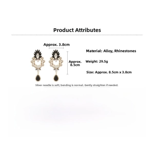 Detailed size specifications and weight info for vintage rhinestone flower drop earrings