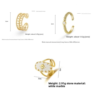 Detailed view of 14K gold plated stainless steel jewelry set with white marble stone