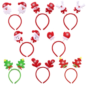 8-piece Christmas headband set featuring Santa, reindeer, and snowman holiday designs