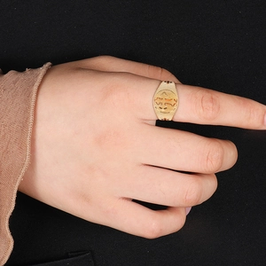 Vintage 18K gold-plated stainless steel cross ring for women worn on index finger