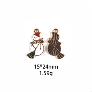 Front and back detail of a 15x24mm gold enamel snowman pendant for DIY jewelry crafting