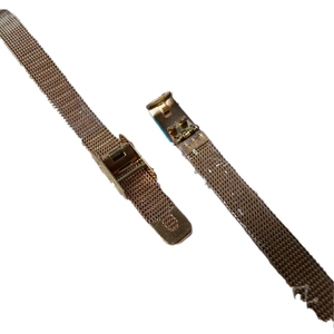Elegant gold mesh watch strap with adjustable clasp for minimalist women's quartz watches