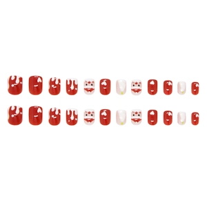 Cute Christmas melting snowman short square press-on nails with 24 pieces set